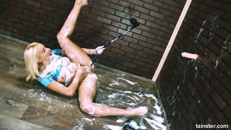 Blonde Bombshell Gets Soaked In Cum
