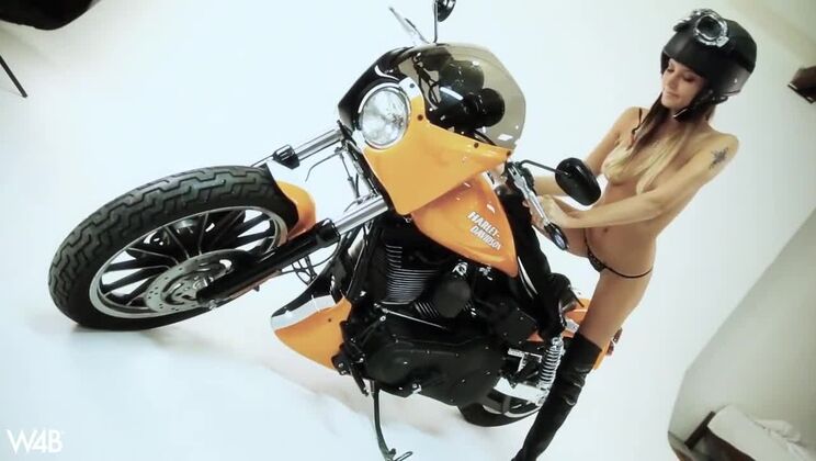 Sexy Clover Struts Her Stuff in Harley Backstage Shoot