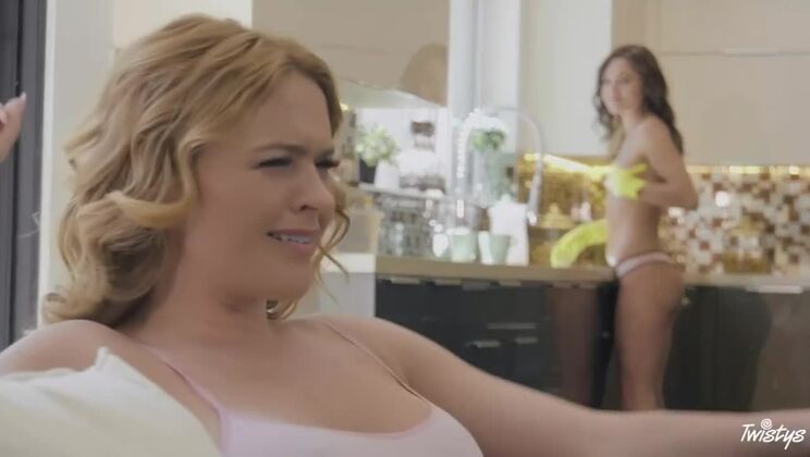 [MomKnowsBest] - Krissy Lynn's Big Tits and Zoe Bloom's Shaved Pussy