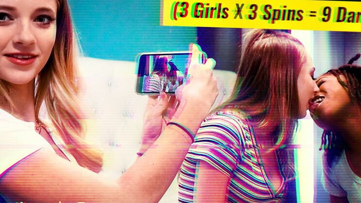 [SexTapeLesbians] - 3 Sexy Girls Take the DARE Wheel Challenge! - Riley Star - Kyler Quinn - Hazel Grace