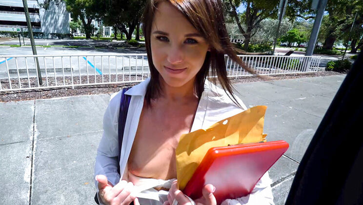 [BangBus] - Sexy Brunette Lawyer Gets Paid For Sex - Tony Rubino - Riley Jacobs