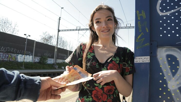 British Brunette Gets Cum on Face