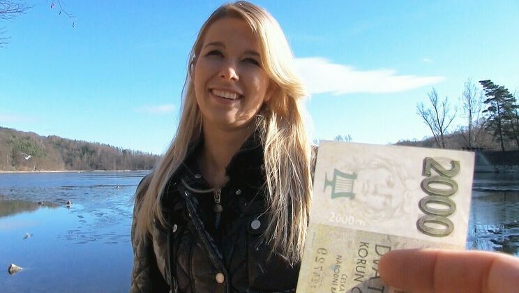 Euro Blonde Babe Gets It Outdoors