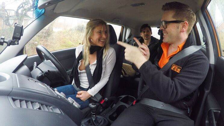 Instructor's Car Gets Trashed by Sexy Pair