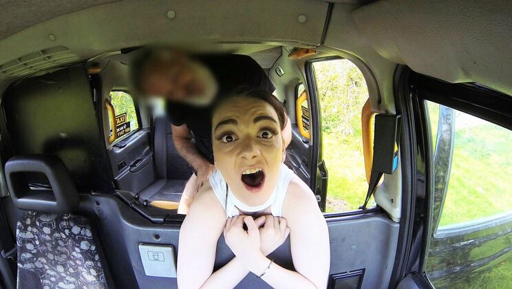 Natural Tits and Pussy in Taxi