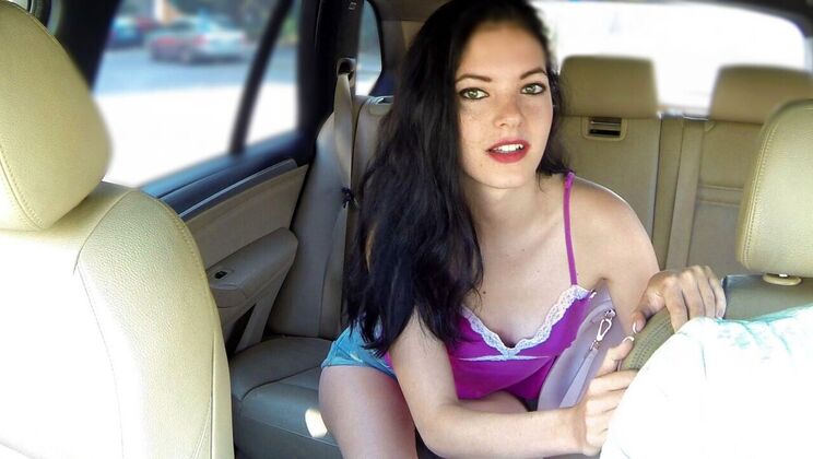[FakeTaxi] - Brunette Gets Facial in Car