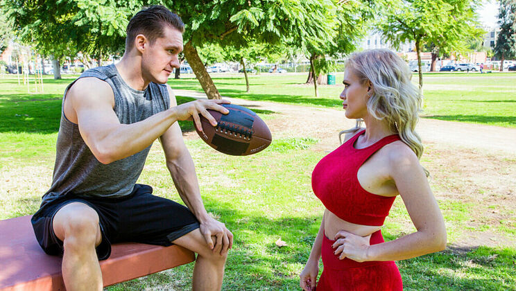 Big Tit Blonde Casca Akashova Gives Football Captain a Blowjob