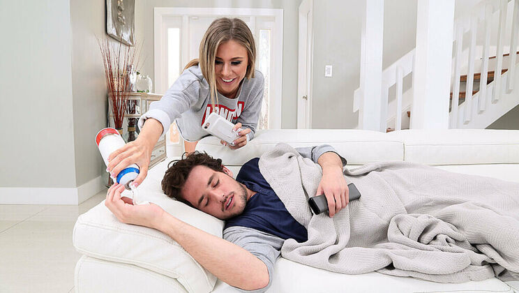 Anya Olsen and Tyler Nixon in Intense Couch Action