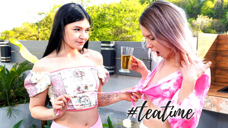 European Lesbian Teens Alice & Virgin in Natural Tits Action