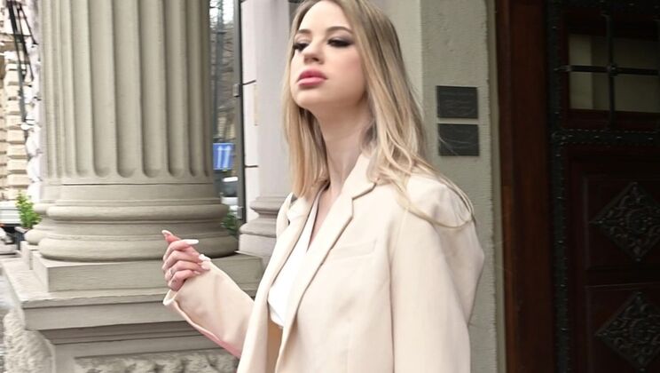 Blonde Babe Sladyen Skaya Takes Driver for Intense Double Penetration