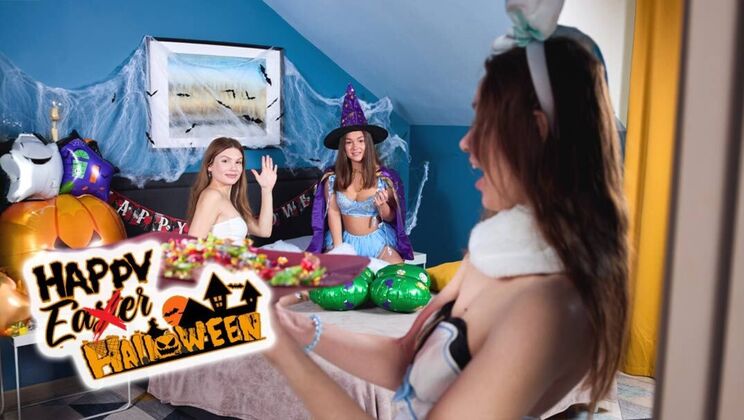 [ClubSweethearts] - Shaved Pussy Licking by Curvy Halloween Witches - Hazel Grace - Milka Wey - Kitty Doll88