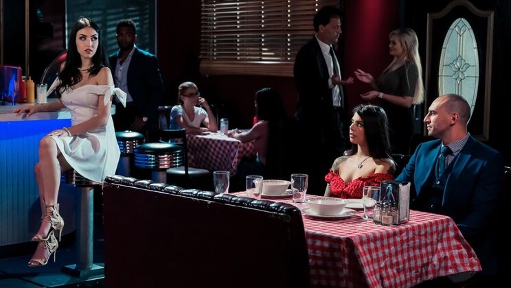 [DigitalPlayground] - Restaurant to Bathroom: Lesbian Cheating Sex Story - Gina Valentina - Jade Baker