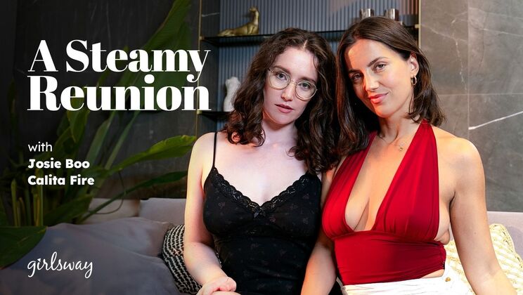 [Girlsway] - Big Tit Lesbians Calita Fire Josie Boo Hairy Pussy Fingering - Calita Fire - Josie Boo