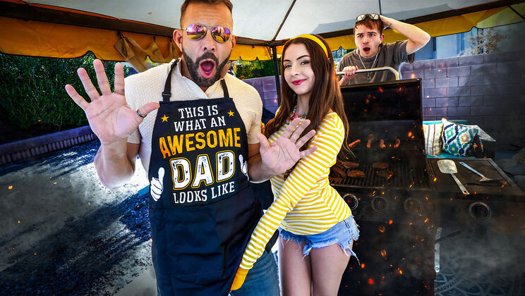 Petite Teen Gets Facial From Older Daddy Before BBQ