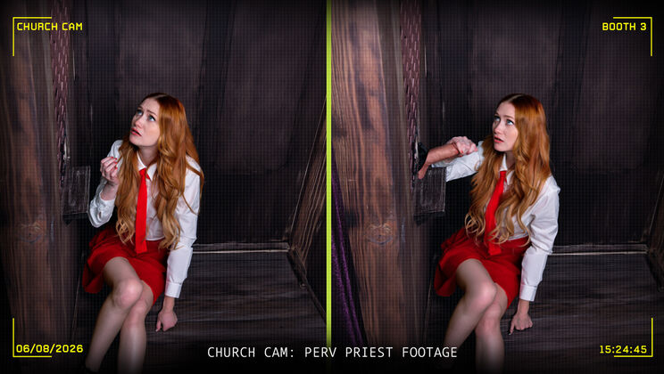 Older Man Fucks Young Redhead in Long Skirt