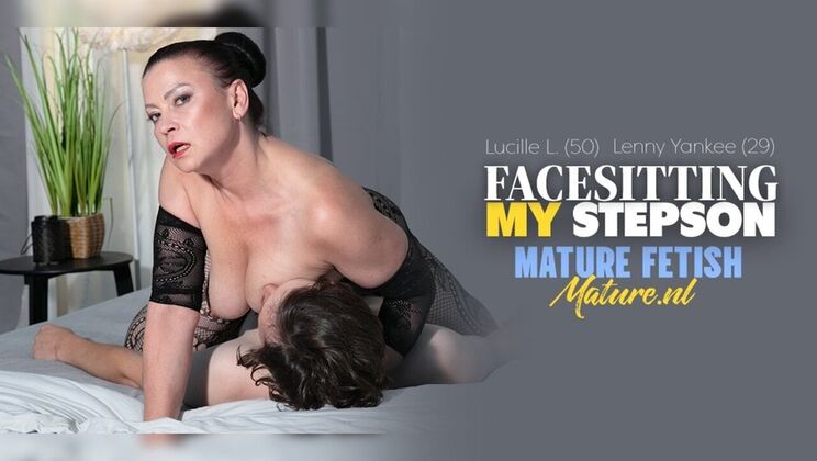 Mature Fetish Queen Lucille L. Grinds On Stepson's Mouth Till She Cums Hard