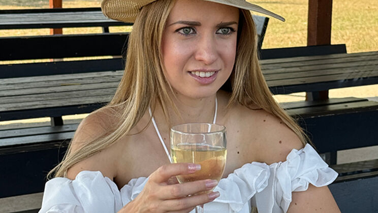 Naughty Adriana Sweet Blonde on a Blind Date Outdoors