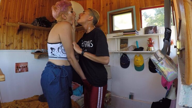 Charo & Gael Colorful Hair Queer Couple Moaning in Bed