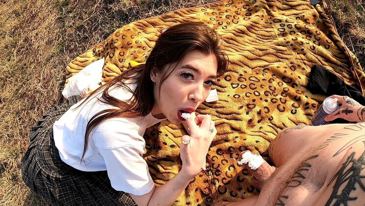 Lera & Igor Banana Cream Picnic – Reverse Cowgirl Ride