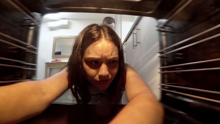 Young Brunette Matty Stuck and Shaved in the Kitchen
